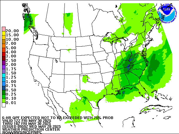 6-Hour 75th
                     Percentile QPF valid 18Z May 30, 2025