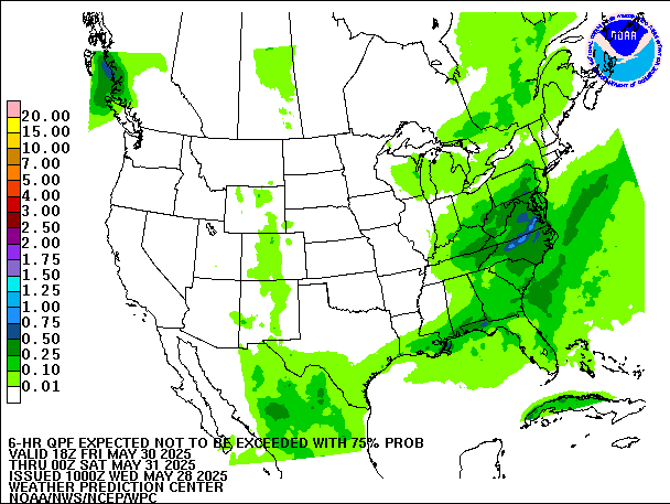 6-Hour 75th
                     Percentile QPF valid 00Z May 31, 2025