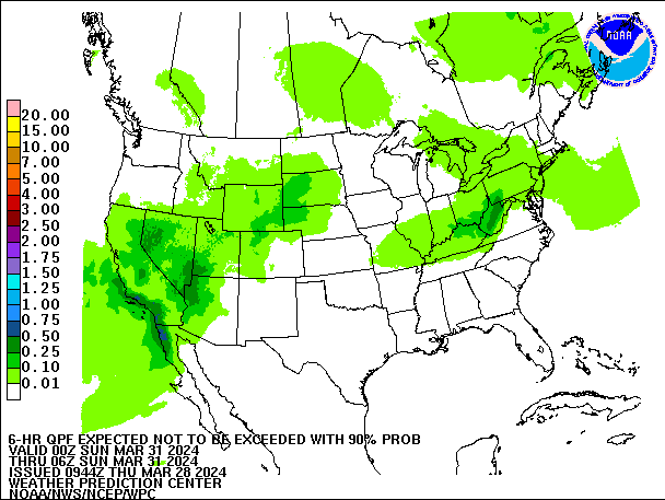 6-Hour 90th
                     Percentile QPF valid 06Z March 31, 2024