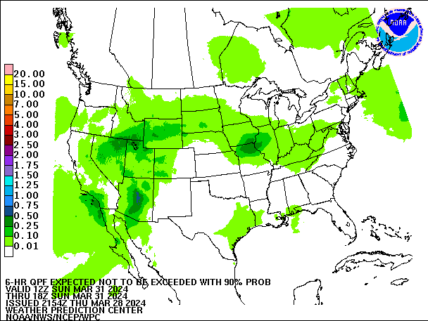 6-Hour 90th
                     Percentile QPF valid 18Z March 31, 2024