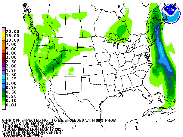 6-Hour 90th
                     Percentile QPF valid 06Z March 18, 2025