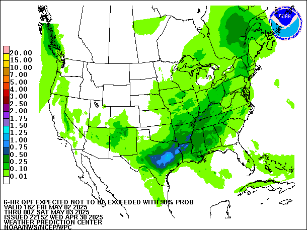 6-Hour 90th
                     Percentile QPF valid 00Z May 3, 2025