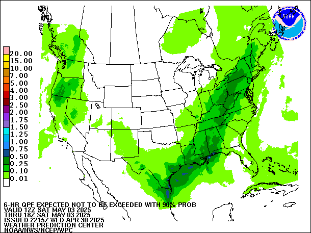 6-Hour 90th
                     Percentile QPF valid 18Z May 3, 2025