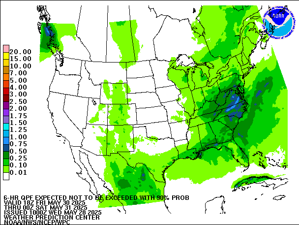 6-Hour 90th
                     Percentile QPF valid 00Z May 31, 2025