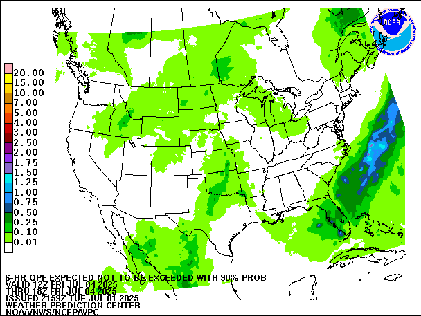 6-Hour 90th
                     Percentile QPF valid 18Z July 4, 2025