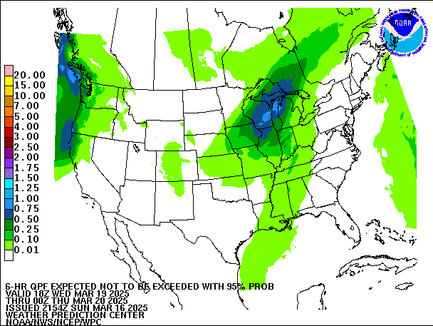 6-Hour 95th
                     Percentile QPF valid 00Z March 20, 2025