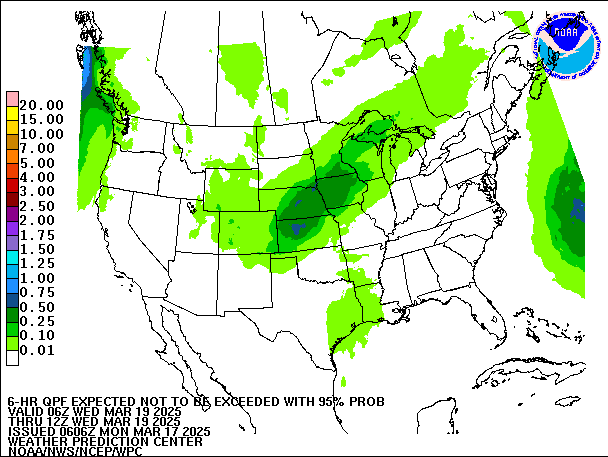 6-Hour 95th
                     Percentile QPF valid 12Z March 19, 2025