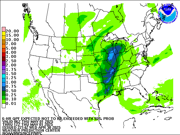 6-Hour 95th
                     Percentile QPF valid 12Z May 1, 2025