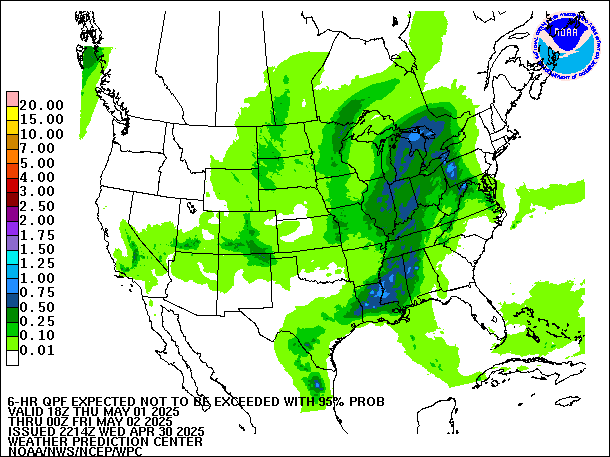 6-Hour 95th
                     Percentile QPF valid 00Z May 2, 2025