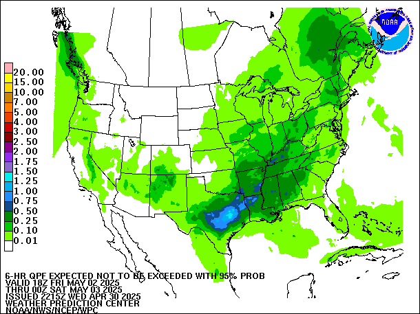 6-Hour 95th
                     Percentile QPF valid 00Z May 3, 2025