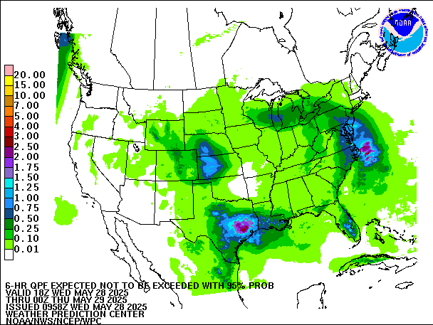 6-Hour 95th
                     Percentile QPF valid 00Z May 29, 2025