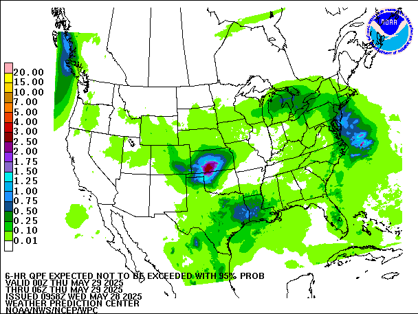 6-Hour 95th
                     Percentile QPF valid 06Z May 29, 2025