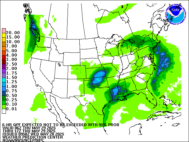 6-Hour 95th
                     Percentile QPF valid 12Z May 29, 2025