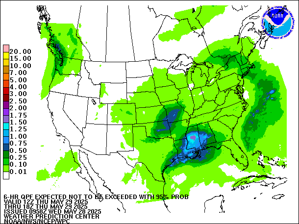 6-Hour 95th
                     Percentile QPF valid 18Z May 29, 2025