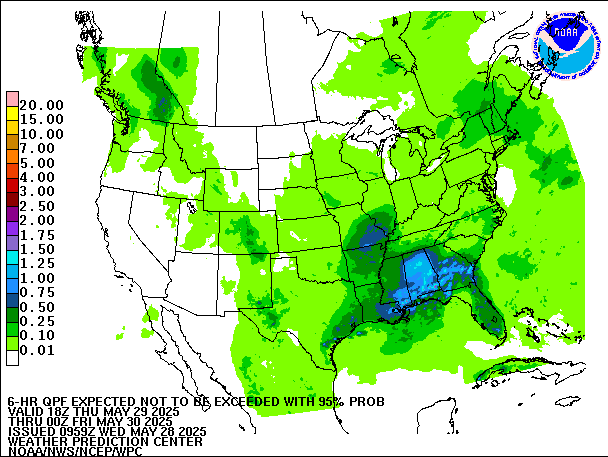 6-Hour 95th
                     Percentile QPF valid 00Z May 30, 2025