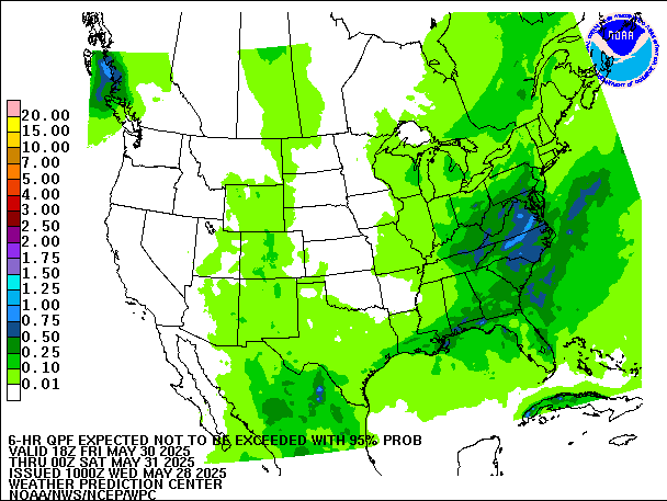 6-Hour 95th
                     Percentile QPF valid 00Z May 31, 2025