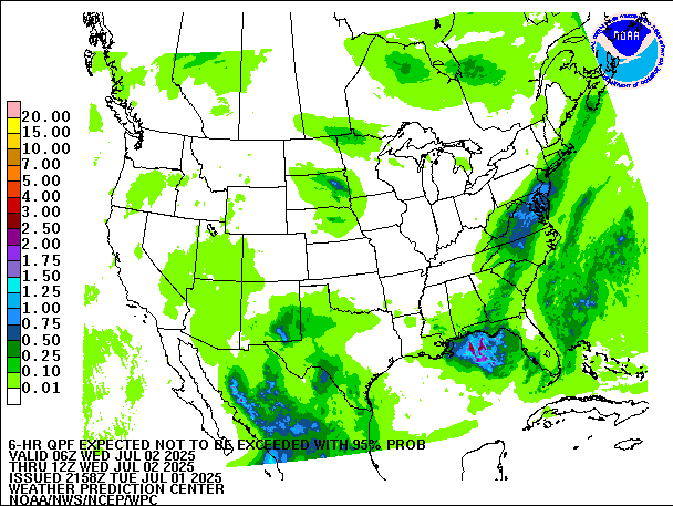 6-Hour 95th
                     Percentile QPF valid 12Z July 2, 2025
