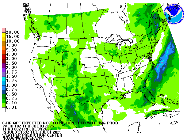 6-Hour 95th
                     Percentile QPF valid 00Z July 4, 2025