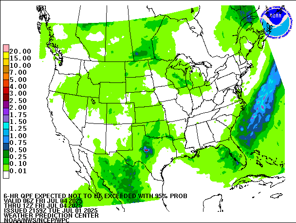 6-Hour 95th
                     Percentile QPF valid 12Z July 4, 2025