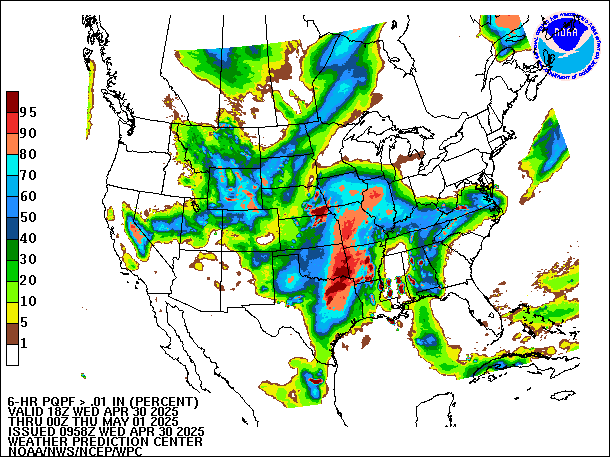 6-Hour PQPF valid 00Z May 1, 2025