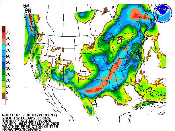 6-Hour PQPF valid 00Z May 3, 2025