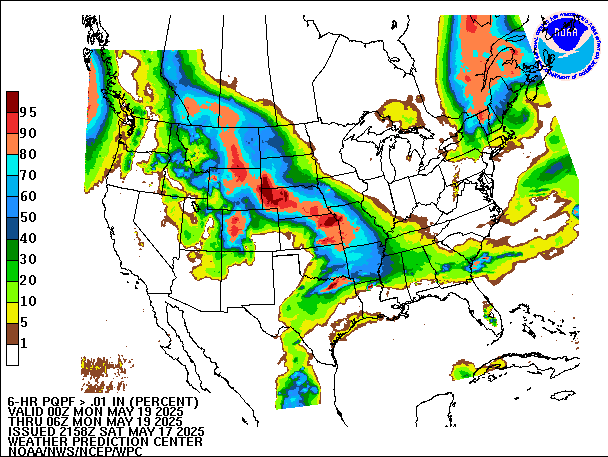 6-Hour PQPF valid 06Z May 19, 2025