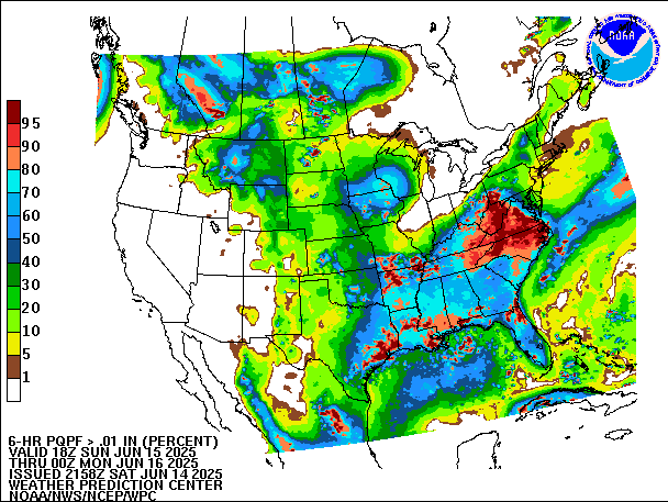 6-Hour PQPF valid 00Z June 16, 2025