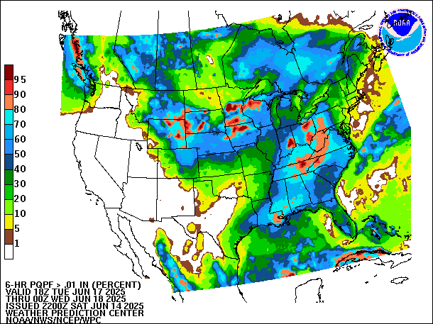 6-Hour PQPF valid 00Z June 18, 2025