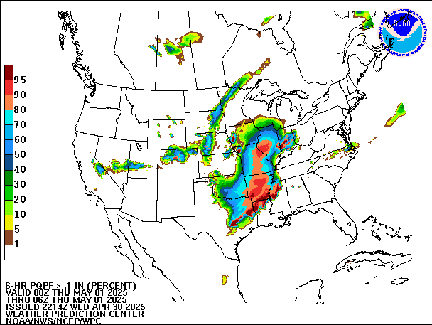 6-Hour PQPF valid 06Z May 1, 2025