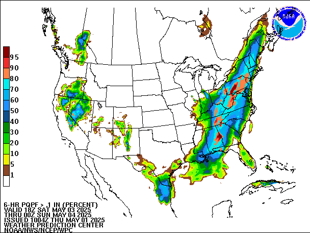 6-Hour PQPF valid 00Z May 4, 2025