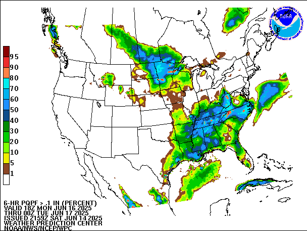 6-Hour PQPF valid 00Z June 17, 2025