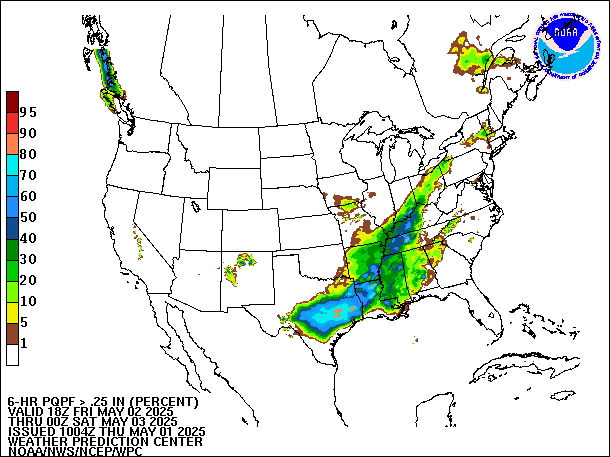6-Hour PQPF valid 00Z May 3, 2025