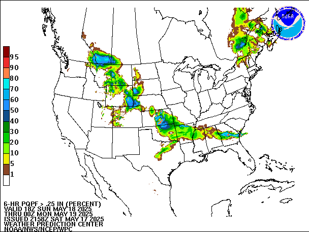 6-Hour PQPF valid 00Z May 19, 2025