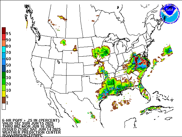 6-Hour PQPF valid 00Z June 16, 2025