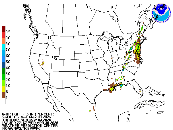 6-Hour PQPF valid 00Z May 4, 2025