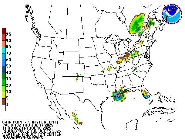 6-Hour PQPF valid 00Z July 18, 2025