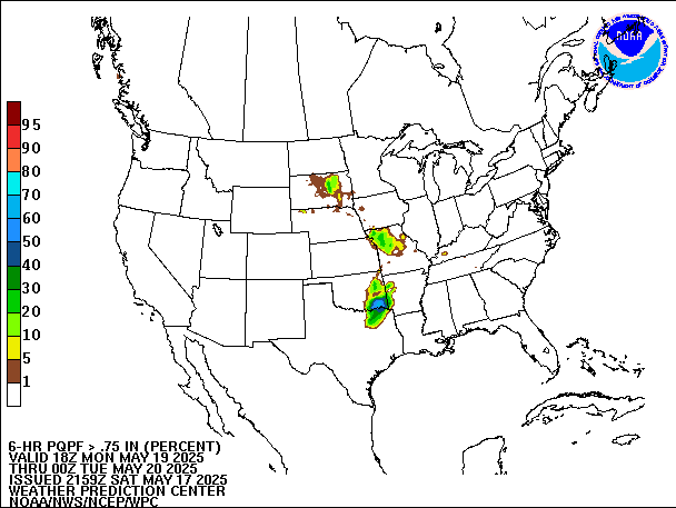 6-Hour PQPF valid 00Z May 20, 2025