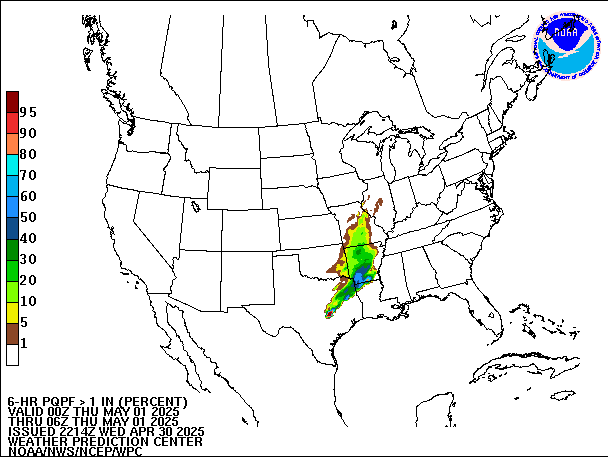 6-Hour PQPF valid 06Z May 1, 2025