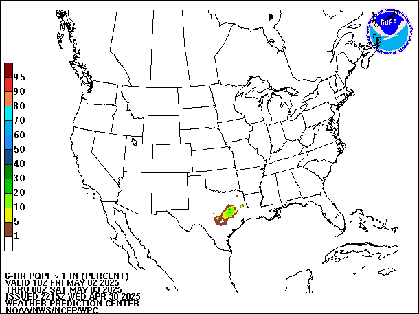 6-Hour PQPF valid 00Z May 3, 2025