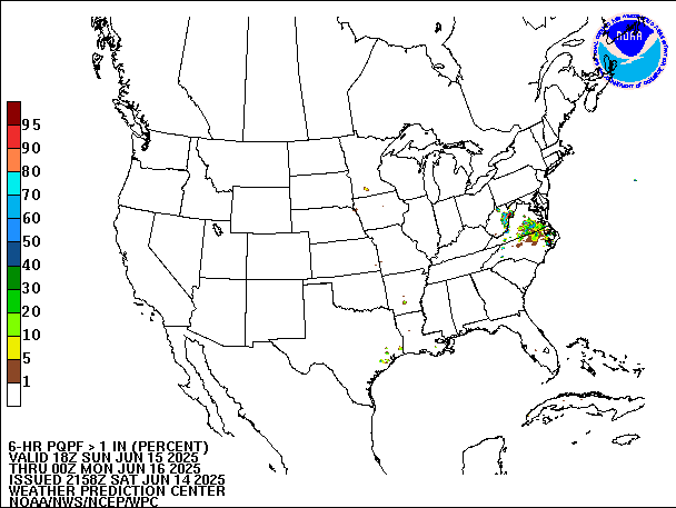 6-Hour PQPF valid 00Z June 16, 2025