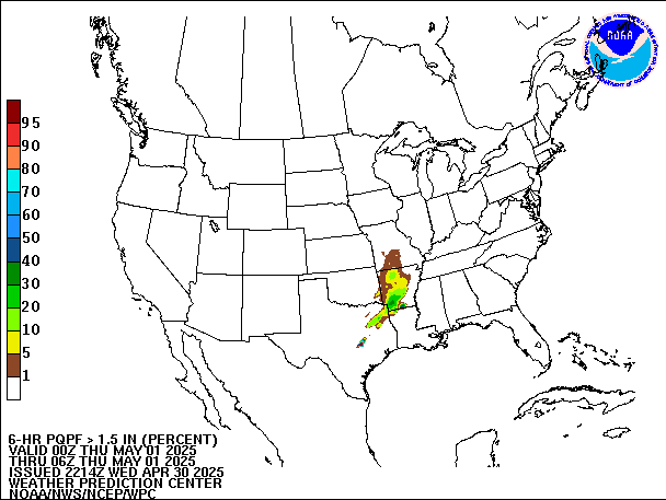 6-Hour PQPF valid 06Z May 1, 2025