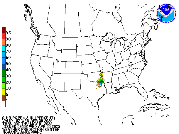 6-Hour PQPF valid 00Z May 1, 2025