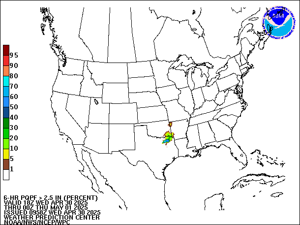 6-Hour PQPF valid 00Z May 1, 2025