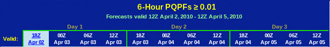 Displays the precipitation amount, valid forecast time range of the entire product suite, 
    and a timeline with product valid times. 
    Mouse over the valid time to view the forecast in the main window below it, or click the valid time to view a larger image.
