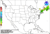 Day 1 probability of freezing rain accumulating greater than or equal to 0.01 inch.