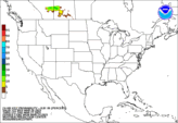 Day 1 probability of freezing rain accumulating greater than or equal to 0.01 inch.