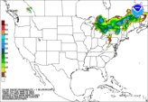 Day 2 probability of snow accumulating greater than or equal to 1 inch.