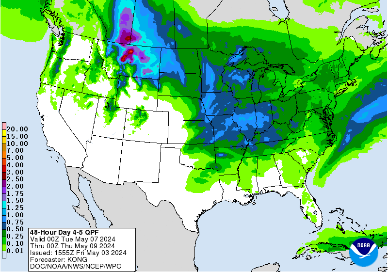 Day 4-5 QPF Chart for the USA