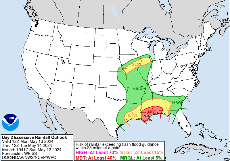 United States Weather Prediction Center Excessive Rainfall Outlook Maps 98ewbg