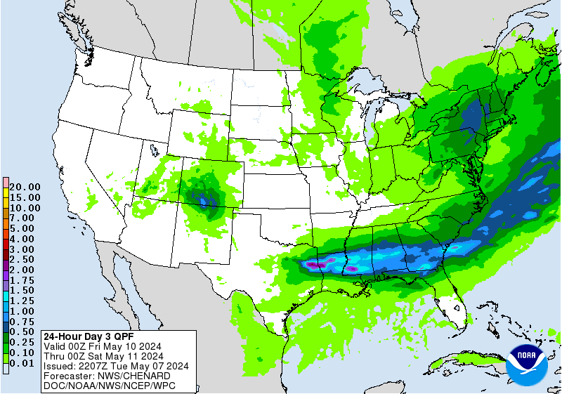Day 3 QPF Chart for the USA